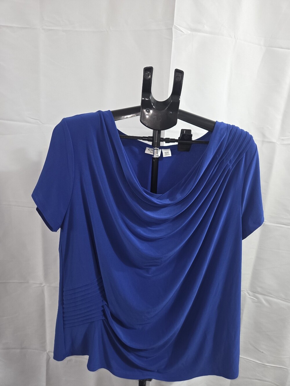 Cato Women Plus Size Royal Blue Draped Short Sleeve Blouse Shirt 18/20W